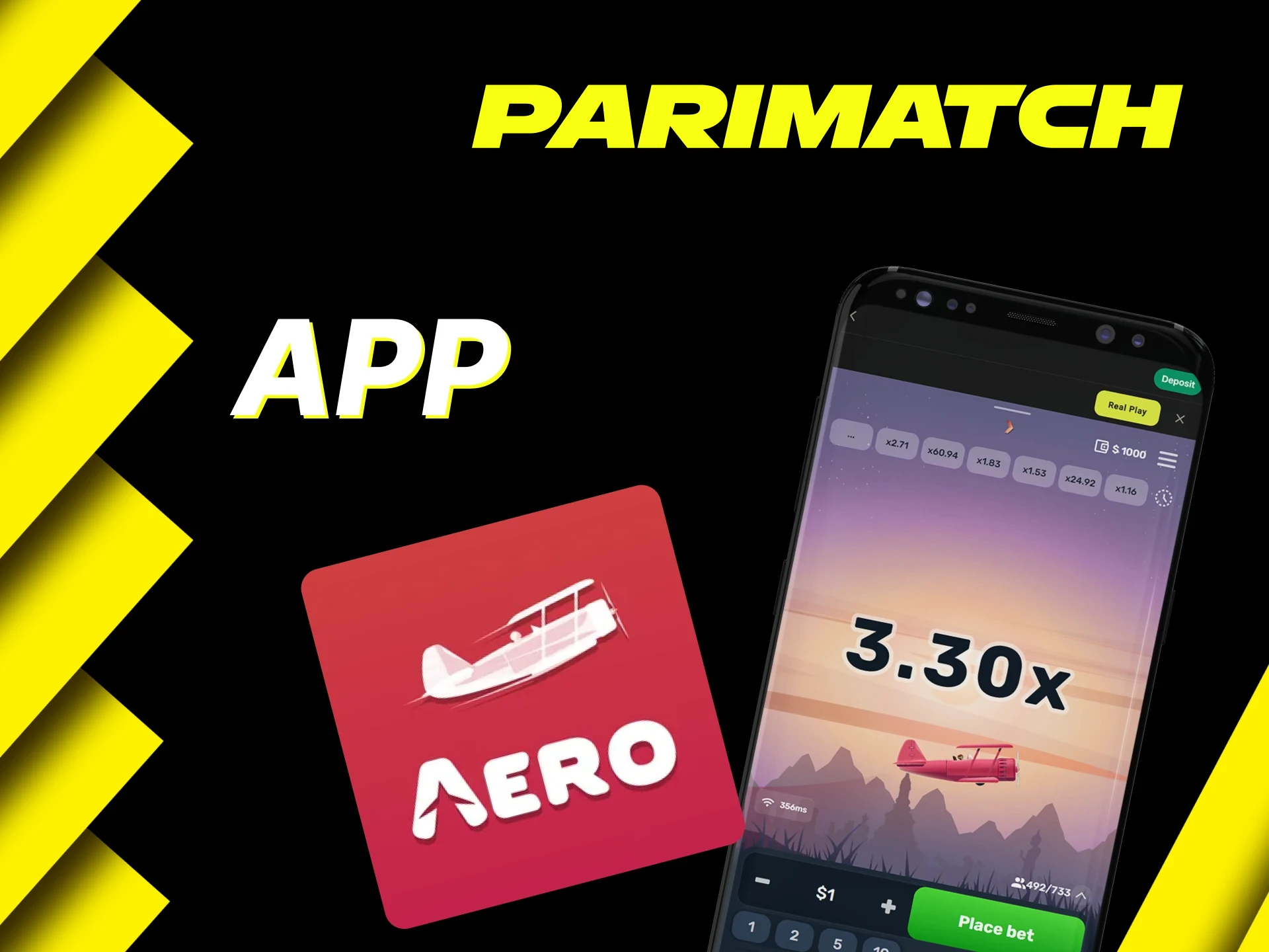 Aero on Parimatch try the game on your phone via the app.