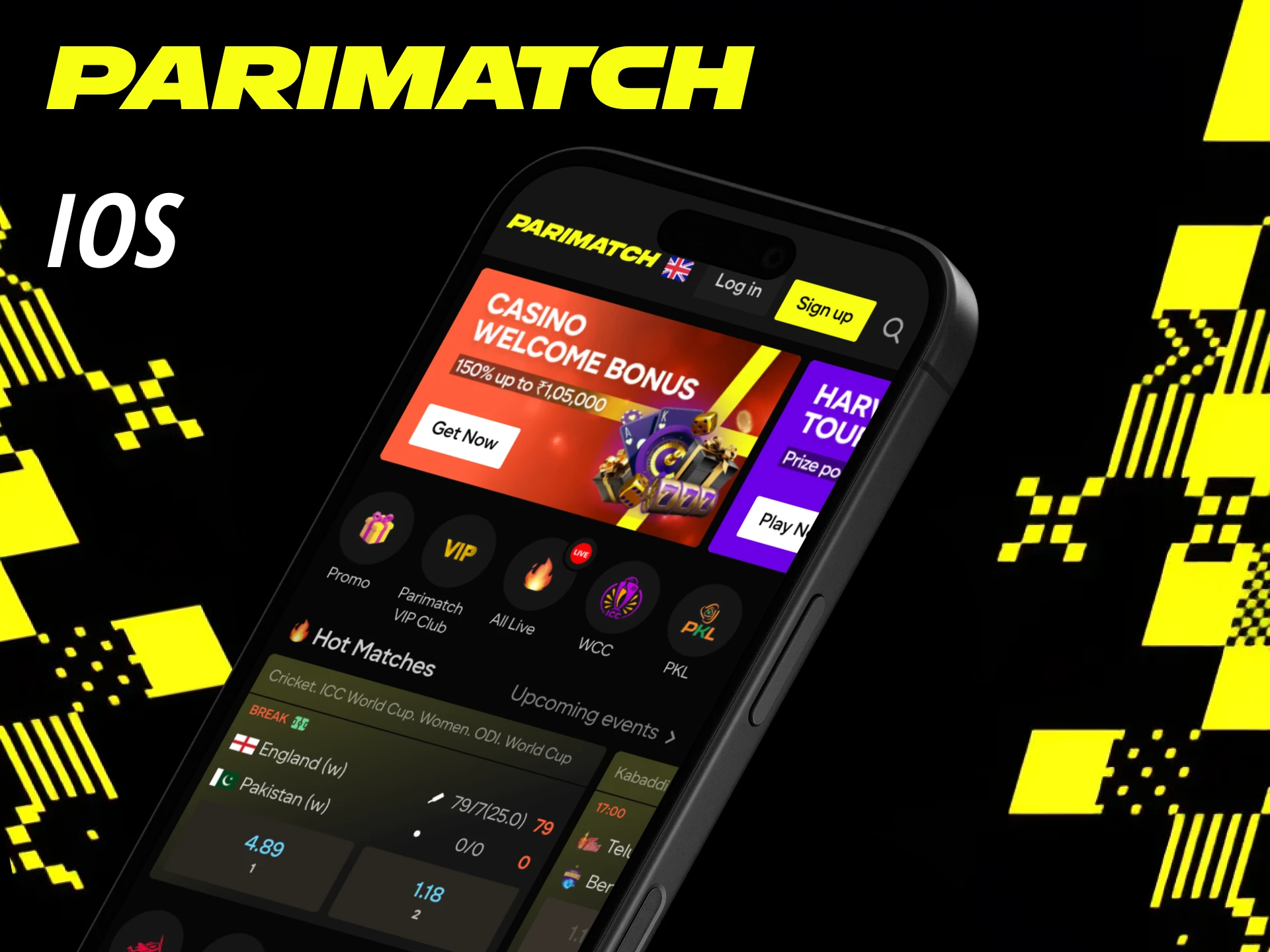 iOS डिवाइस के लिए Parimatch PWA ऐप का उपयोग करें।