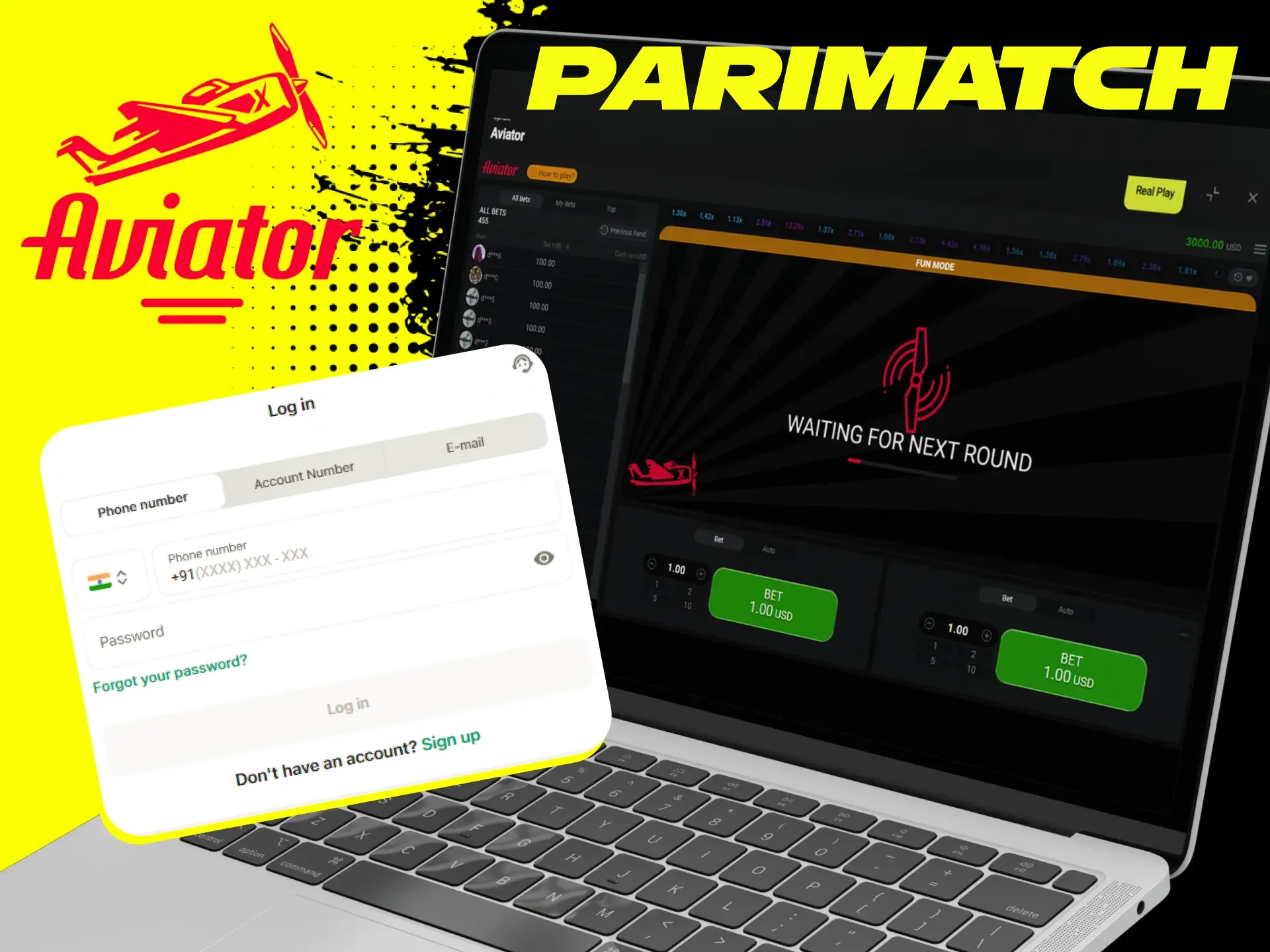 Instructions for players on how to start Aviator online Parimatch Casino.