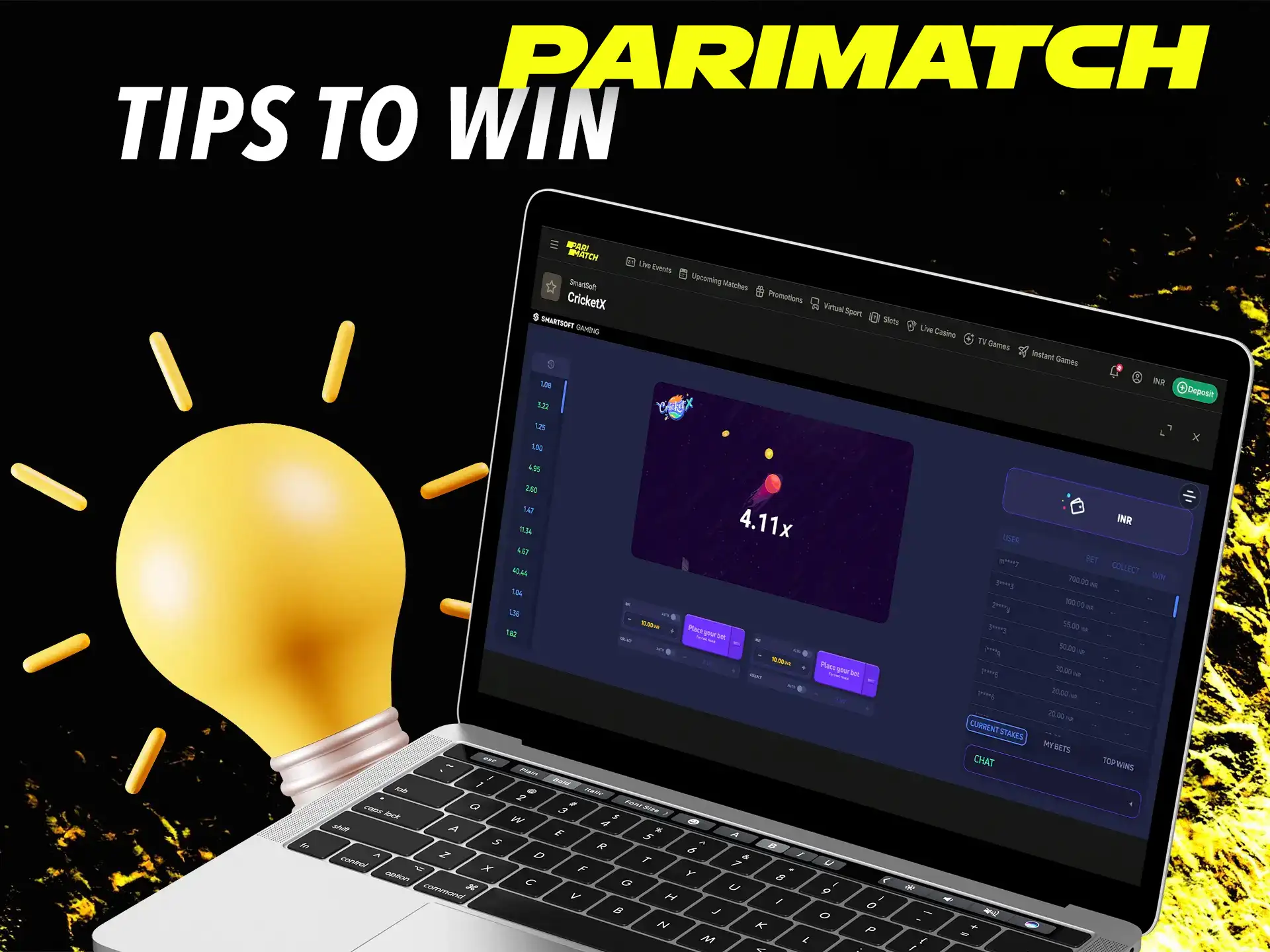 Use your skills to achieve big wins in the CricketX game at Parimatch Casino.