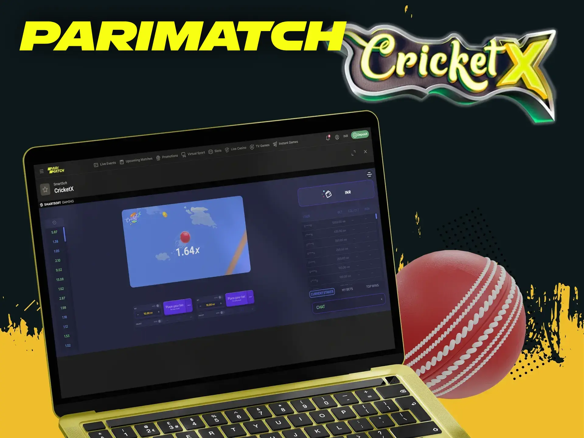 Try your luck and strength in Parimatch's popular Cricket X crash game.