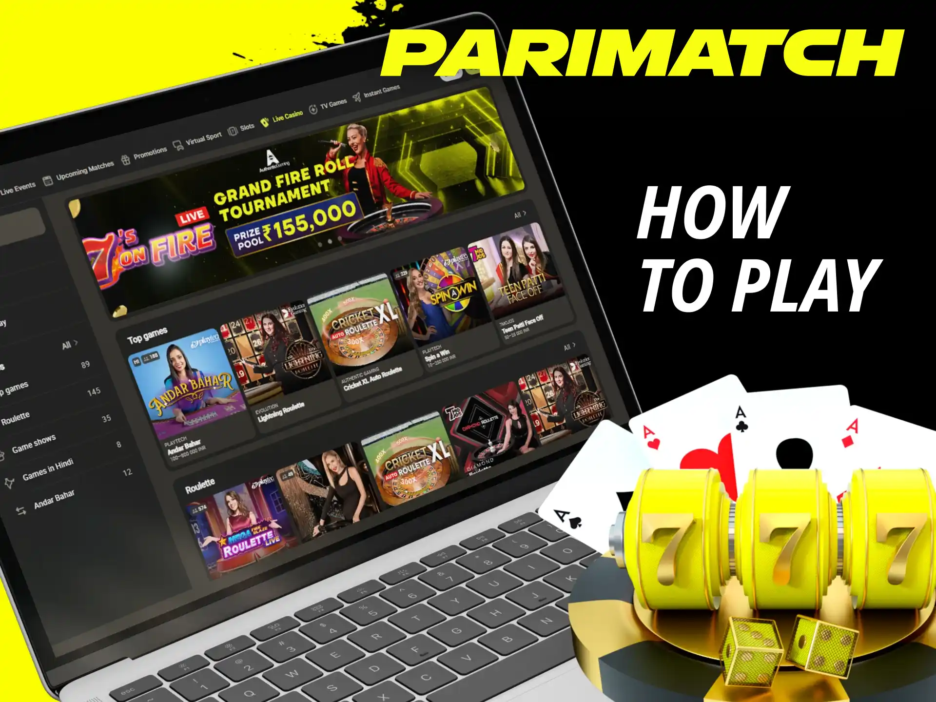 How can I play casino games on the Parimatch online casino website.