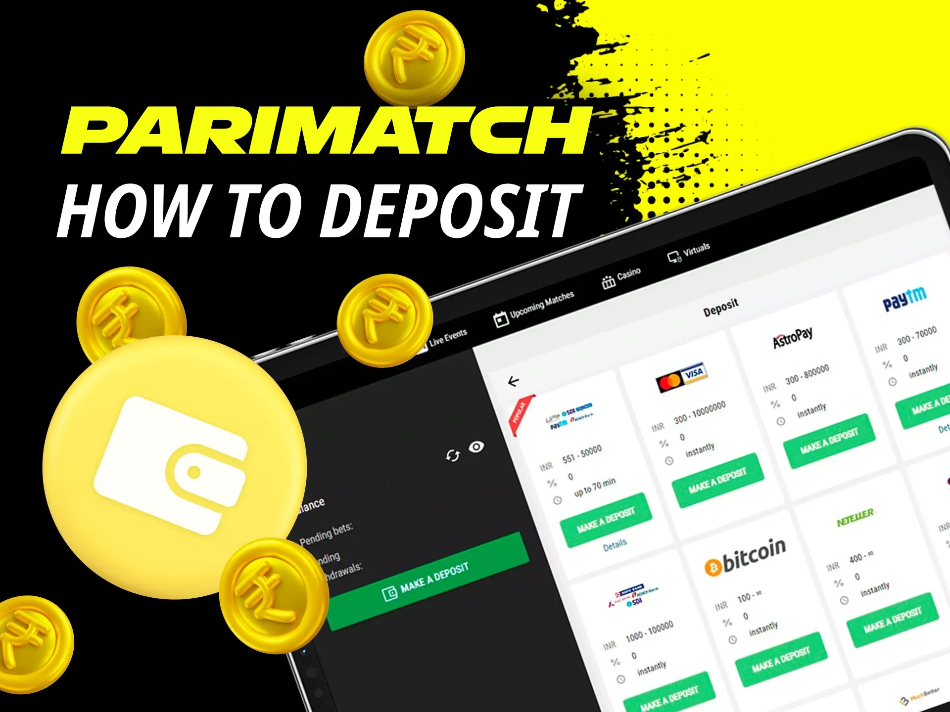 Do I need to log in to make a deposit on the Parimatch online casino website.