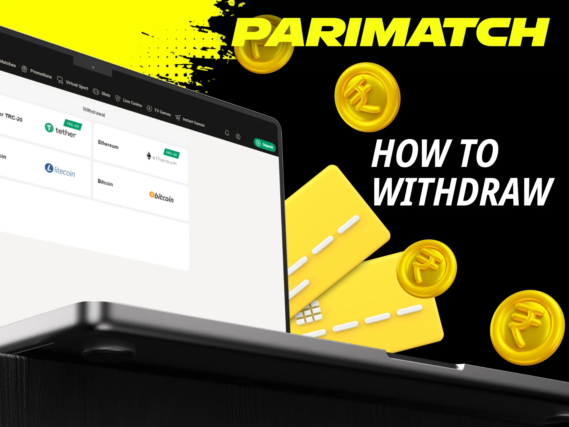 How can I withdraw money from my account on the Parimatch online casino website.