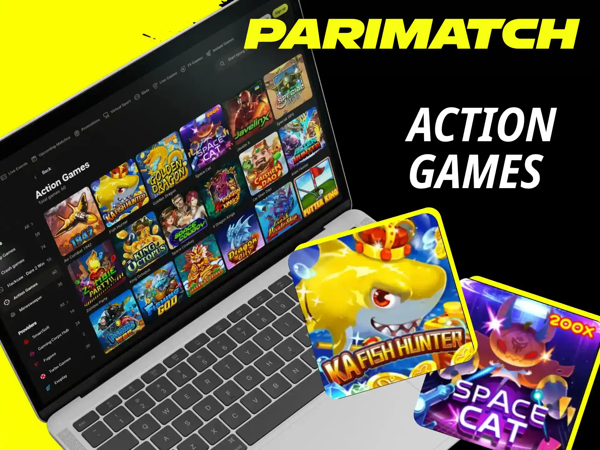 What Action Games are there on the Parimatch online casino website.