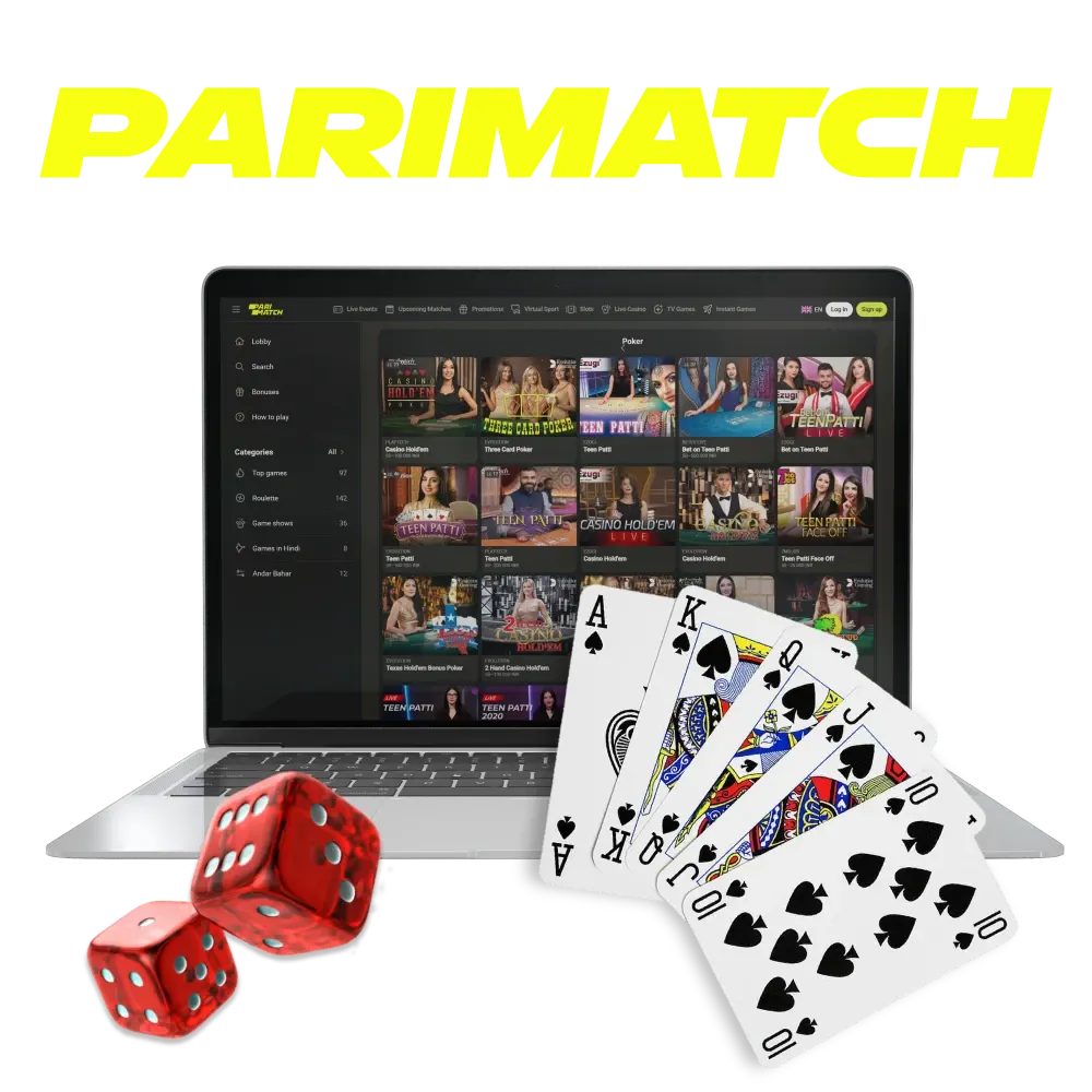 Play poker games with Parimatch official casino platform.