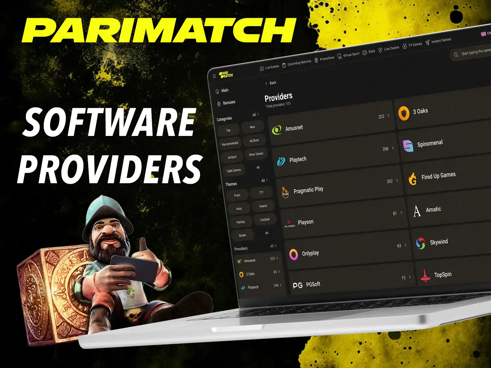Find the wide variety of gaming providers at Parimatch.