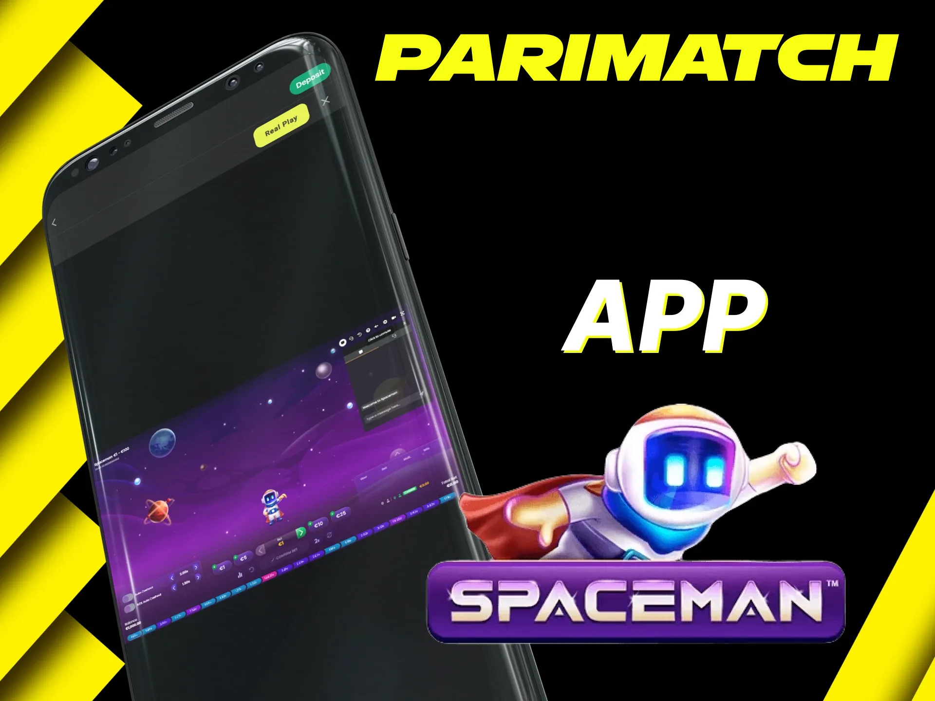 Play Spaceman on Parimatch directly on your phone via the app.