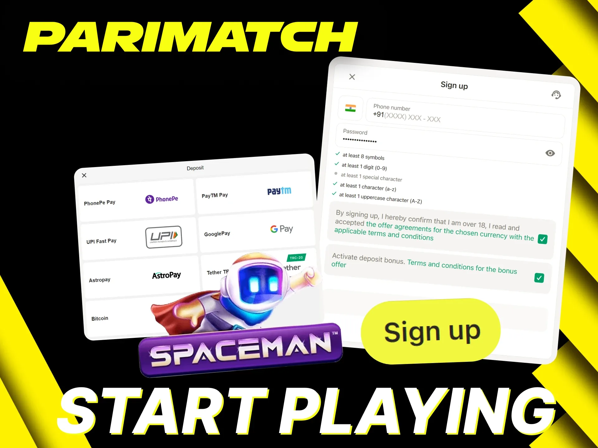 Start playing Spaceman on Parimatch with these instructions.